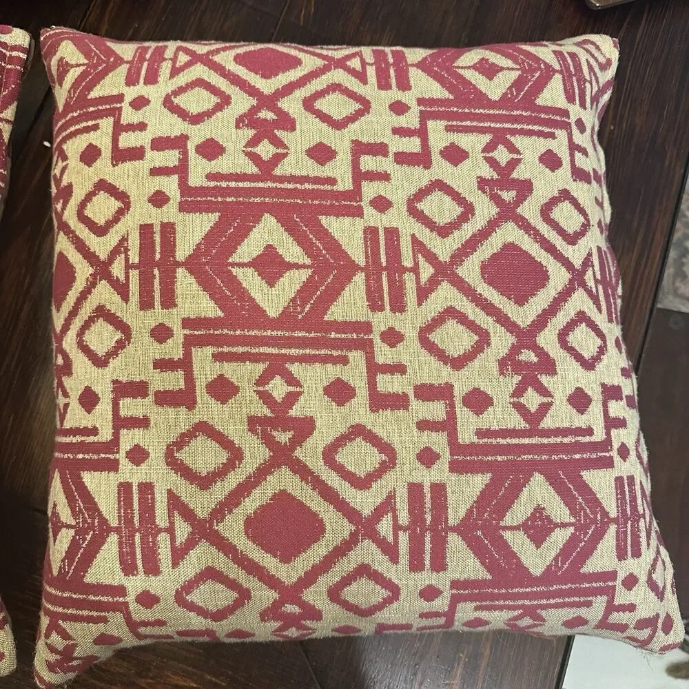 Jonathan Louis 2 Abstract Pink Lattice Feather 21” Square Pillow Couch Pillow